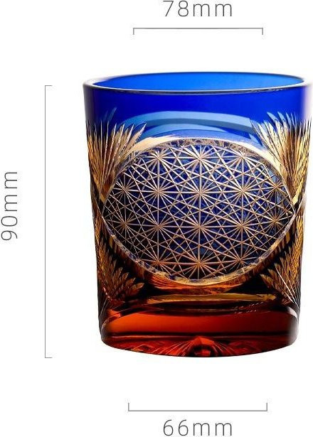 Justinlau Kristallglas Whiskey-Becher im japanischen Edo Kiriko Stil, handgeschnitztes Tumbler-Glas in Multicolour, 215 ml - Bild 1