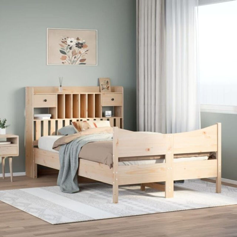 Massivholzbett Vidaxl aus Kiefer in Natur Braun B/T/H: 135 x 190 cm - Bild 1