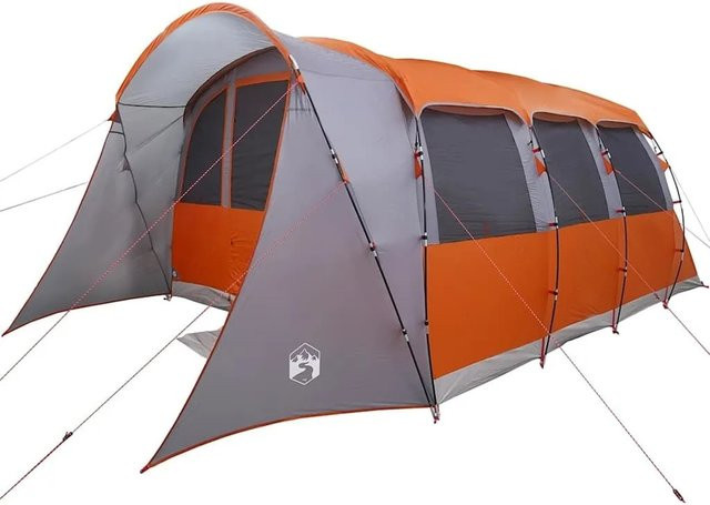 vidaXL Zelt mit Dach in Grau und Orange aus Polyester, B/T/H: 576 x 325 x 213 cm - Bild 1