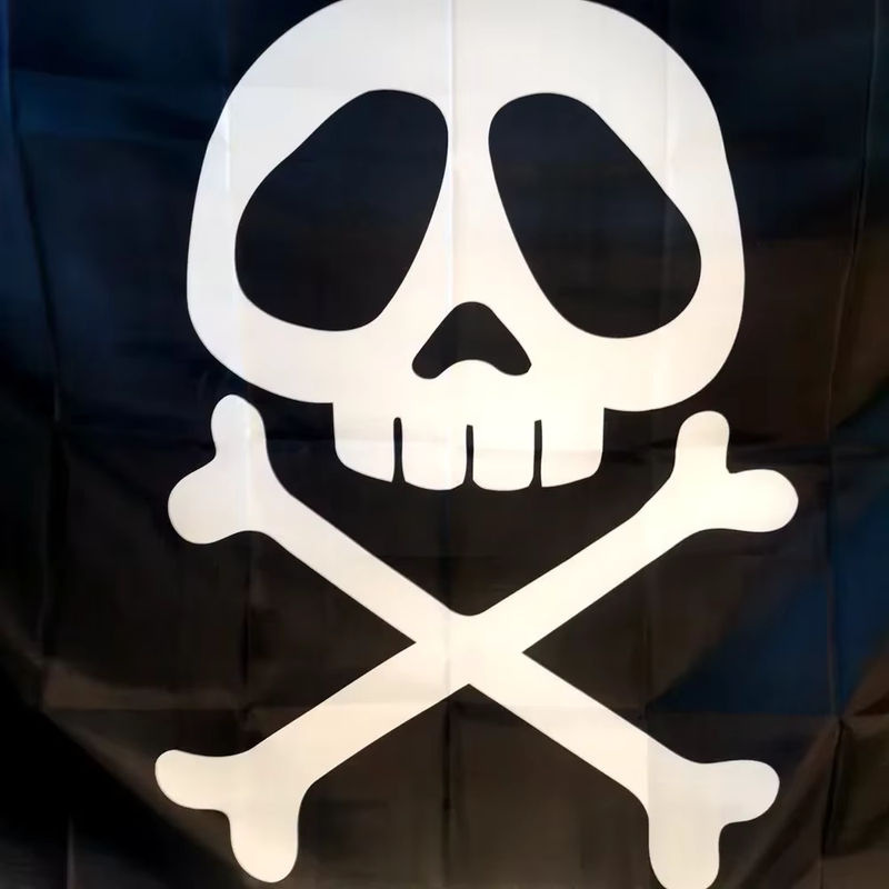 Piratenkapitän Harlock Totenkopfflagge in Schwarz als maritime Dekoration für Innen und Außen aus Textil, B/H: 91,44 x 91,44 cm - Bild 4