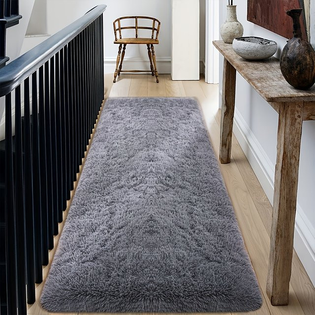 VIKAMA Läufer-Teppich in Beige oder Grau, weich und flauschig, moderner Kunstfell-Teppich für Wohnzimmer, Flur oder Schlafzimmer, B/T: 160 x 60 cm - Bild 1