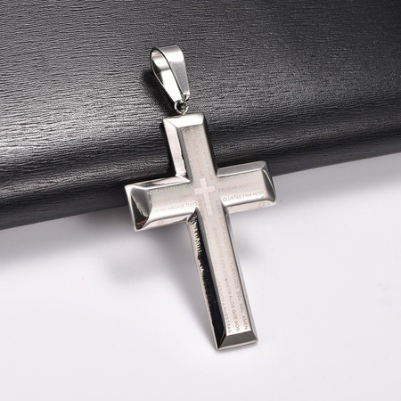 YULIN Halskette mit Kreuz Anhänger, Edelstahl, Schwarz, Unisex