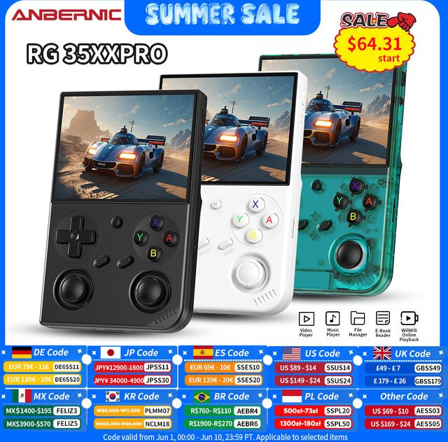 Anbernic RG 35XX Pro Handheld-Spielekonsole mit 3,5 Zoll IPS Bildschirm, Wi-Fi und Retro-Gaming Funktionen in Schwarz - Bild 1