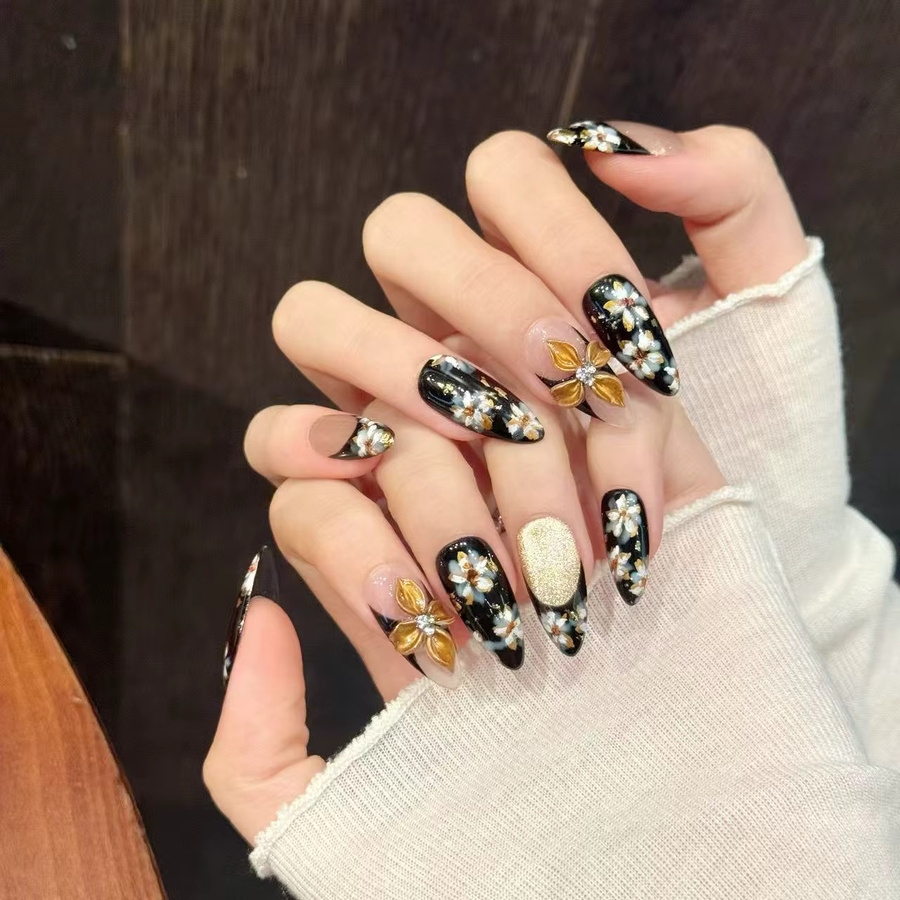 YADORNOS Press On Nails, Schwarz, Glänzend, 10 Stück - Bild 2