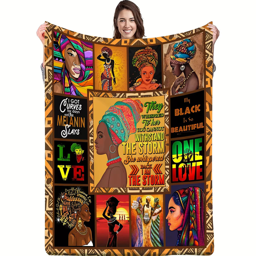 VIKAMA Wandteppich mit afrikanischem Kunstmuster und inspirierenden Zitaten, Multicolour, B/H: 90 x 75 cm - Bild 4