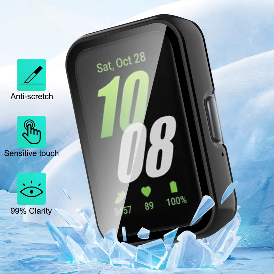 Mptionx Hülle und Glas für Samsung Galaxy Fit 3, Silikon, Schwarz - Bild 3