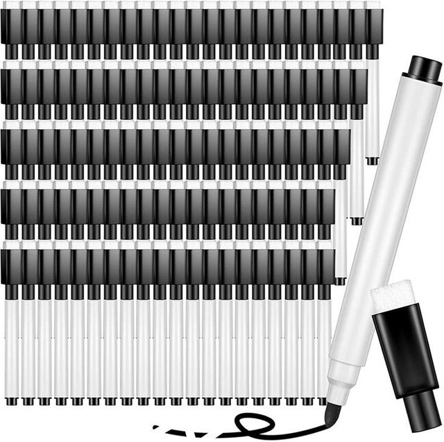 100 Stück Whiteboard Marker von Yiran Furniture in Schwarz mit feiner Spitze und Gummikappe - Bild 1