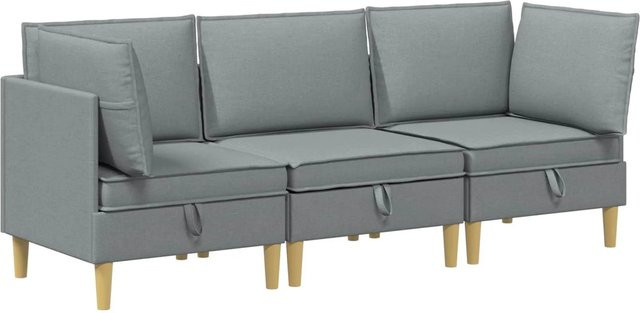 vidaXL Wohnzimmergarnitur in L-Form aus Stoff in Hellgrau mit Ecksofa, Mittelsofa und Kissen inklusive Speicherfunktion - Bild 1
