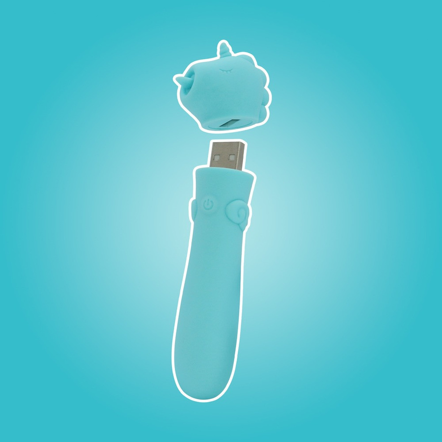Minivibrator Unihorn in Turquoise mit USB-Stecker, B/T/H: 20,5 x 2,7 cm - Bild 3