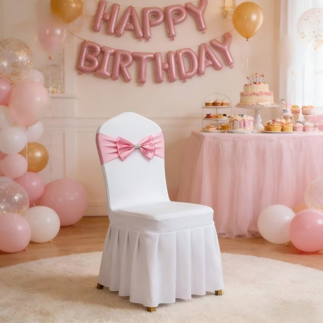 10er Set EVENTSDECOR Stuhlschärpen aus Textil in Beige mit glitzernder Diamantschnalle für Hochzeiten und Geburtstage - Bild 1