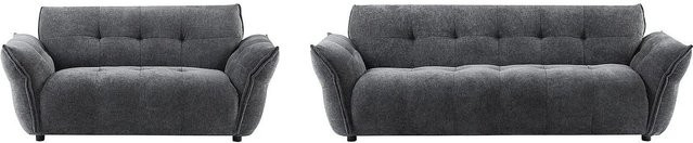 Vente-unique Couchgarnitur Napizo in Anthrazitgrau meliert mit 3-Sitzer- und 2-Sitzer-Sofa, Stoff und Holzgestell, Breite: 228 cm, Tiefe: 170 cm - Bild 1
