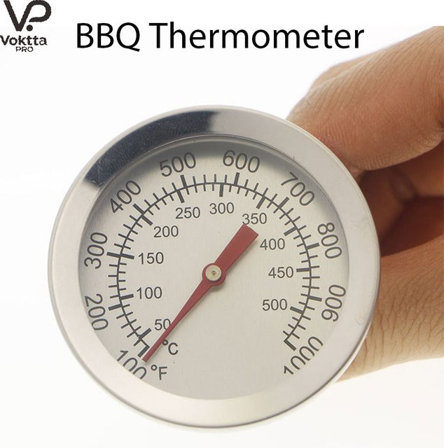 Voktta Bimetall BBQ Thermometer aus Edelstahl mit analoger Temperaturanzeige für Grill und Smoker in Silber und Weiß - Bild 1