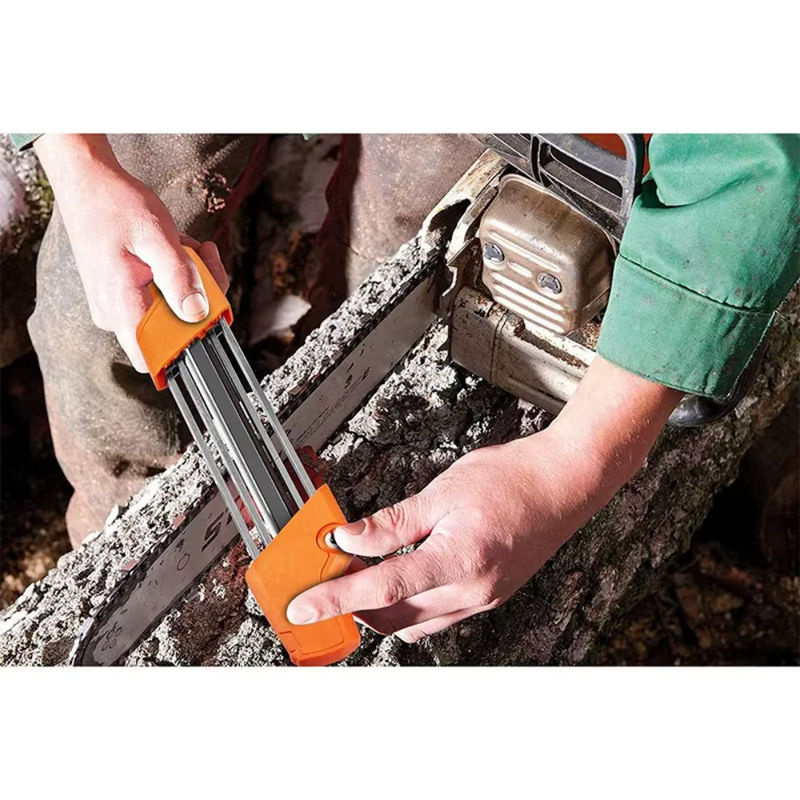 Skeyo 2-in-1 Kettensägen-Feilenschärfer mit Schleifstein-Set in Orange für Stihl Sägen mit 4mm und 4,8mm Sägezahn-Set - Bild 2