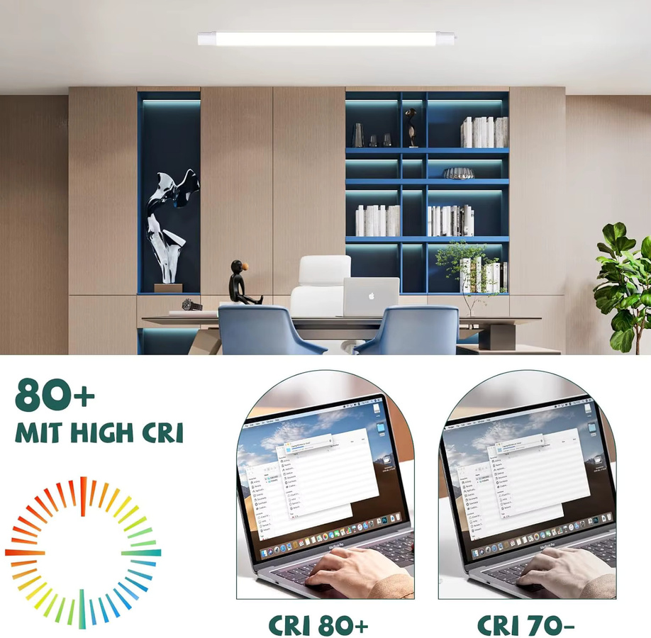 Cliheet Weiße LED-Deckenleuchte 36W mit 5000K Cool White, IP65 Wasserdicht, Länge: 120 cm - Bild 5