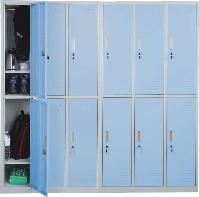MCW Schließfach Preston T829 Metall Schrank mit 12 Fächern in Blau, H x B x T: 180 x 108 x 50 cm - Bild 1