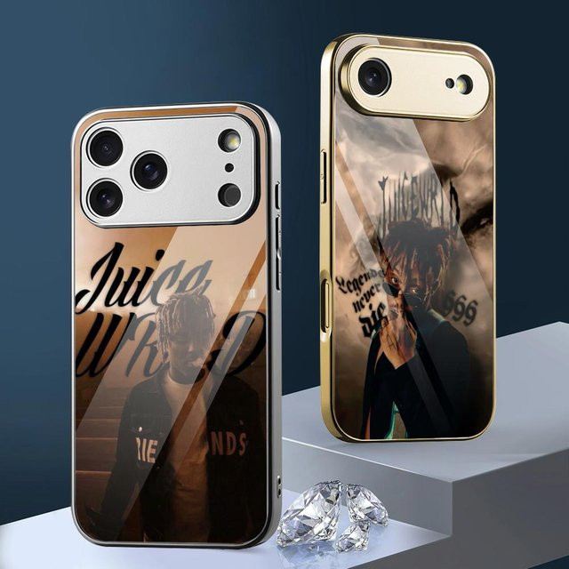 J-Juice WRLD Singer Handyhülle mit galvanisiertem Metall-Bumper für iPhone 17 16 15 14 13 12 Pro Max Plus, stoßfeste Schutzhülle - Bild 1