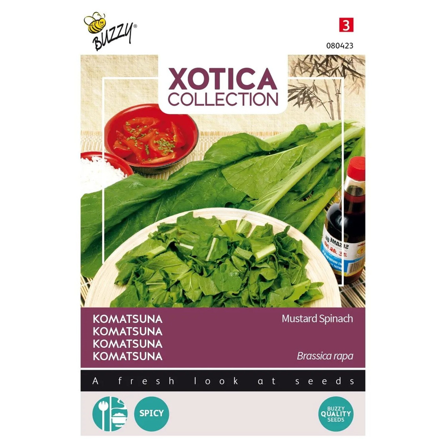 Buzzy Xotica Komatsuna Mustard Spinach Gemüsesamen für die Freiland-Aussaat, 3 g - Bild 2