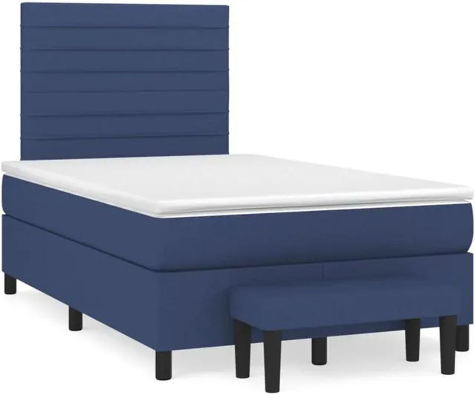 Vidaxl Boxspringbett mit Matratze in Blau aus Stoff, B/T/H: 120 x 190 cm - Bild 1