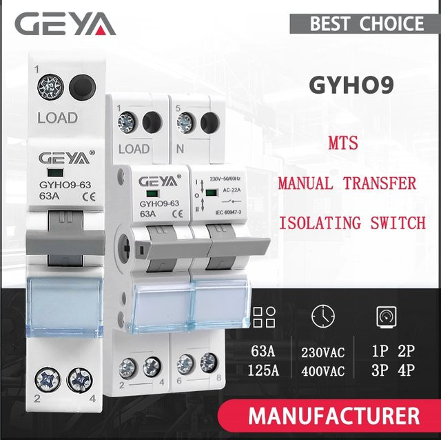 GEYA GYHO9 Manueller Transferschalter mit Anzeige 63A 125A MTS Dual Power Konvertierungs-Trennschalter - Bild 1