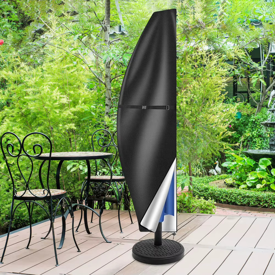 APWIKOGER Sonnenschirmhülle aus Polyester in Grau mit UV-Schutz und Regenschutz für Terrassenschirme, B/H/T: 170 x 170 x 81 cm - Bild 4