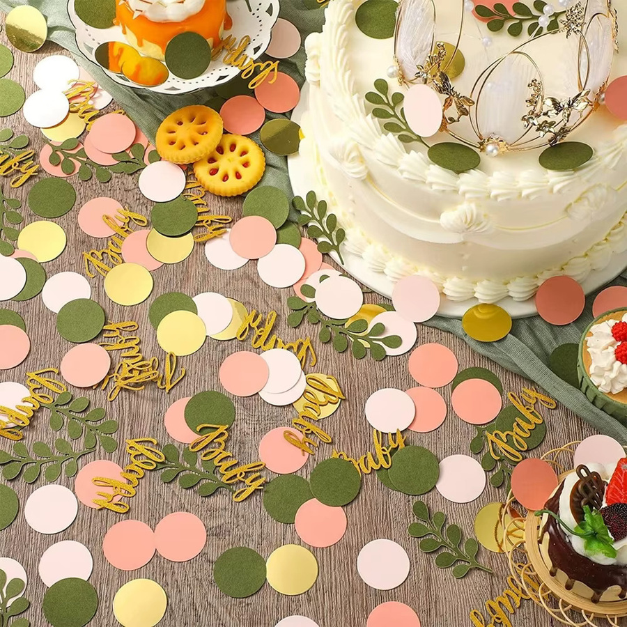 Rundes Papierkonfetti in Salbeigrün und Rosa für deine Partydekoration, Tischstreuer für Hochzeit, Geburtstag oder Babyparty - Bild 2