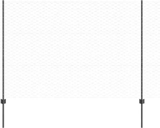 vidaXL Zaun mit Pfosten aus Stahl in Grau, Höhe: 150 cm, Länge: 25 m - Bild 1