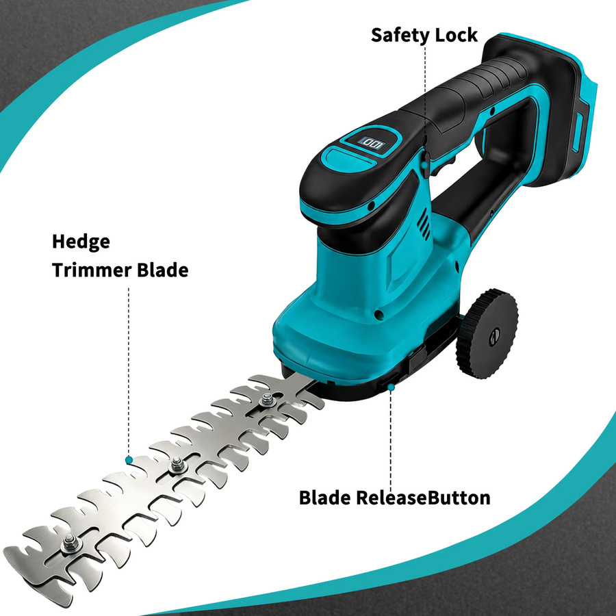 2-in-1 18V Akku-Heckenschere und Grasschere kompatibel mit Makita LXT, blau, ohne Akku und Ladegerät - Bild 3