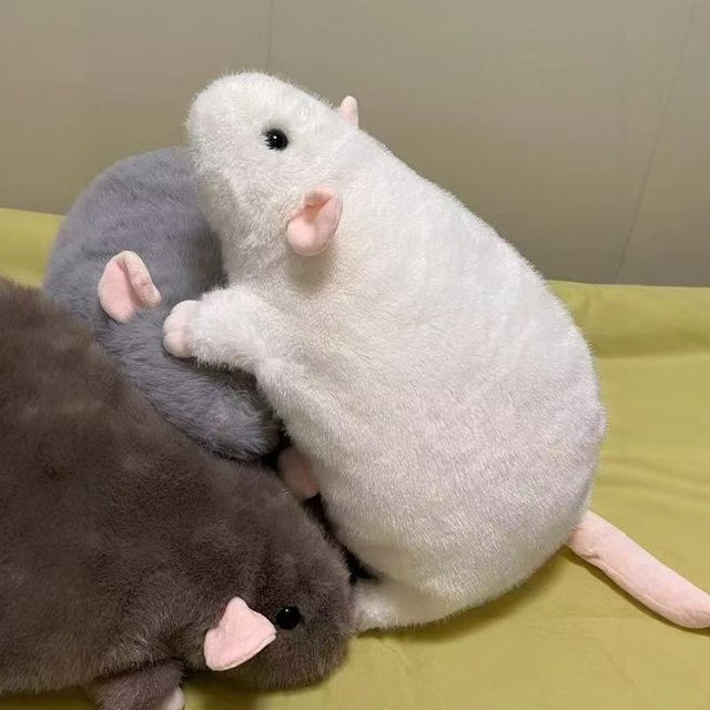 Binchi Fitness Maus Ratte Plüschtier, Grau Braun Weiß, 40cm - Bild 1