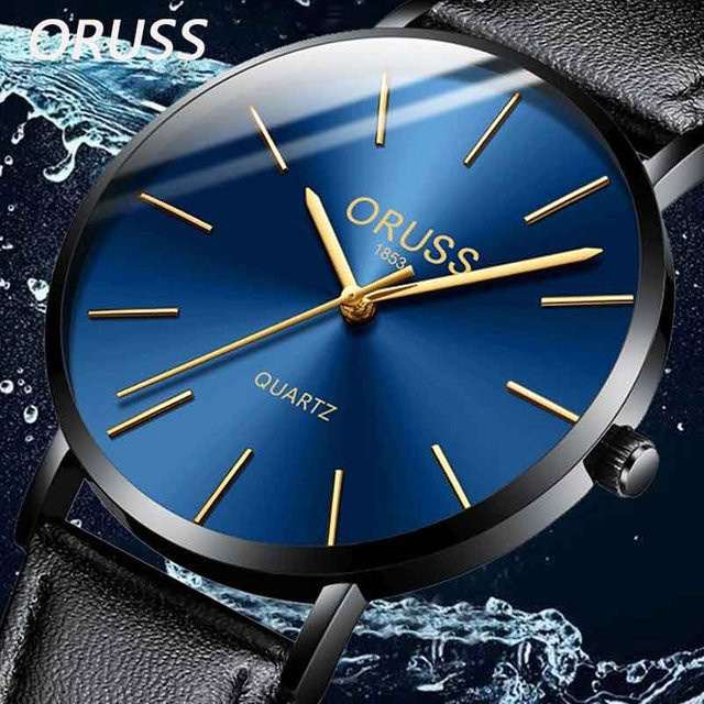 ORUSS Armbanduhr, Quarz, Leder, Schwarz, Herren - Bild 1