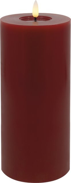 Rote LED Stumpenkerze WINTER aus Echtwachs mit Timer, Höhe: 10,0 cm, Durchmesser: 10,0 cm - Bild 1