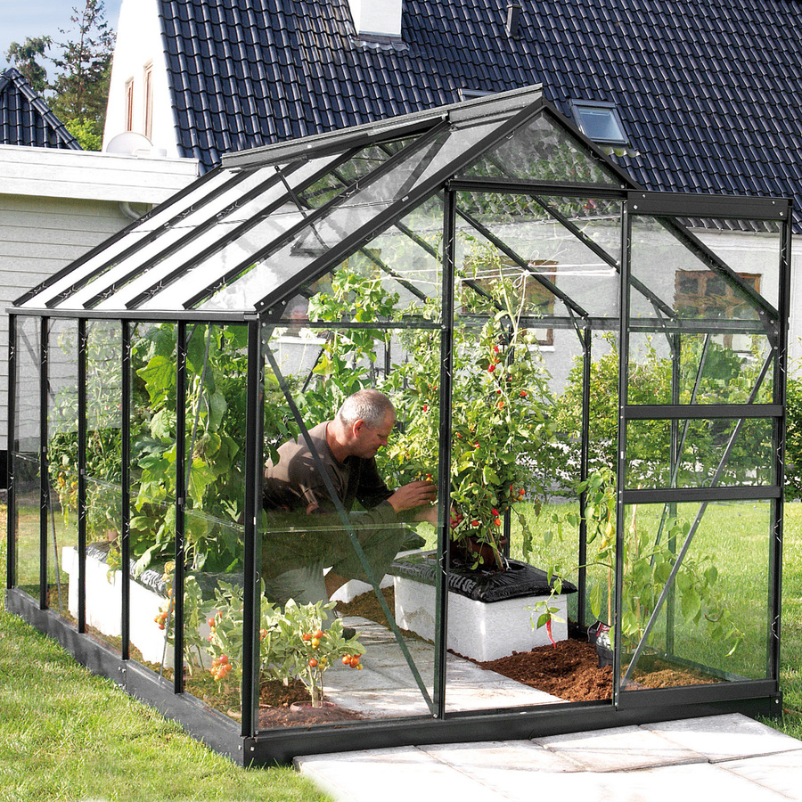 Vitavia Gewächshaus Planet 6200 mit ESG-Sicherheitsglas und Fundament, schwarz, B: 195 cm, T: 131 cm, H: 207 cm - Bild 4