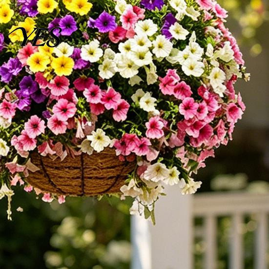 Pure Glow Künstliche Petunienblumen in Mehrfarbig, UV-beständige Seidenblumen für Hängekörbe und Garten-Dekoration im Außenbereich - Bild 2