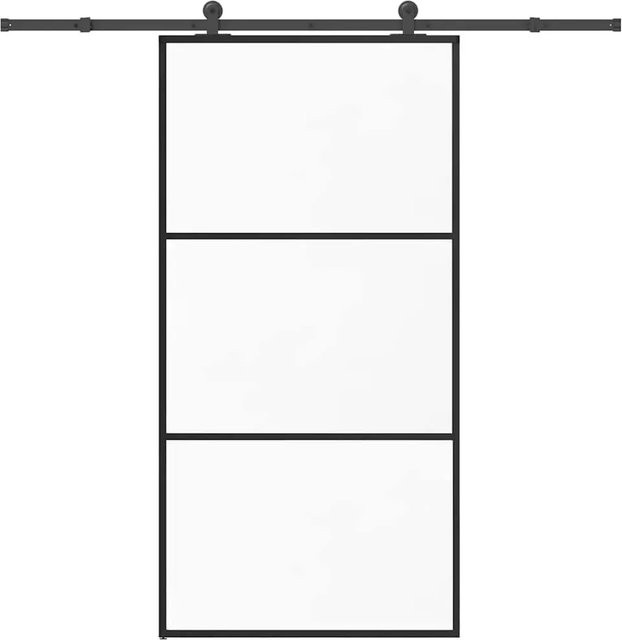 vidaXL Schiebetür mit Beschlag aus ESG-Glas und Aluminium in Schwarz und Transparent, B/H: 102 x 205 cm - Bild 1