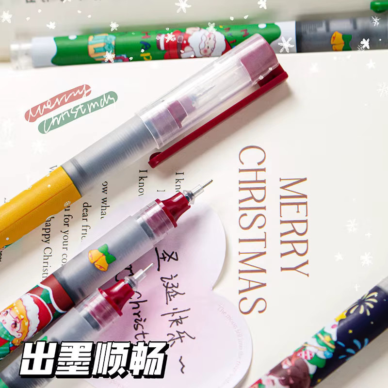TWBEB Weihnachtliche Kugelschreiber Set 6 Stück, schnelltrocknende Tintenstifte in Schwarz und Multicolour für Schüler und Studenten - Bild 5