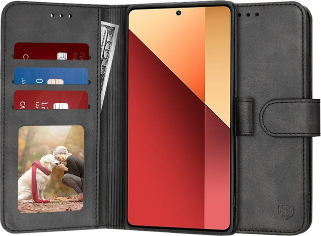 Techsuit Diary Book Hülle für Xiaomi Redmi Note 13 Pro 4G und Poco M6 Pro 4G in Schwarz - Bild 1