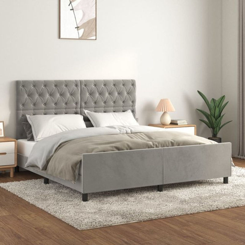 Vidaxl Polsterbett in Grau aus Samt, B/T: 160 x 200 cm - Bild 1