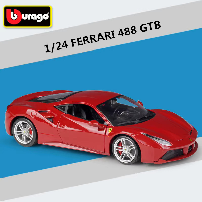 Bburago Ferrari 488 GTB, Sportwagen Modell, 1:24, Metall, Rot - Bild 3