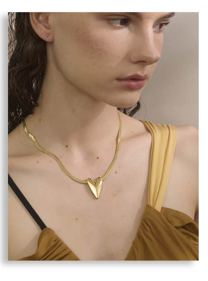 Yhpup Halskette mit Herz Anhänger, Edelstahl, Gold - Bild 3