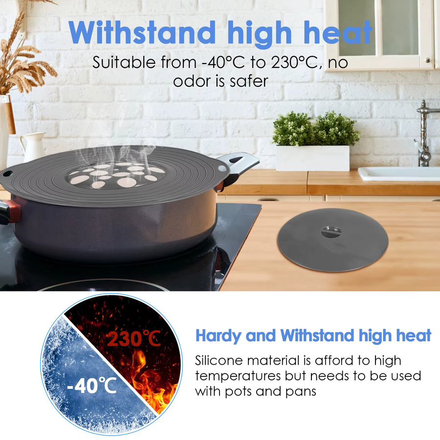 Willstar Silikon-Topfdeckel Set aus 2 Stück für Töpfe und Pfannen von 15 bis 28 cm, Anti-Überlauf und staubdicht, zusammenklappbarer Spritzschutz für Herd und Mikrowelle - Bild 4
