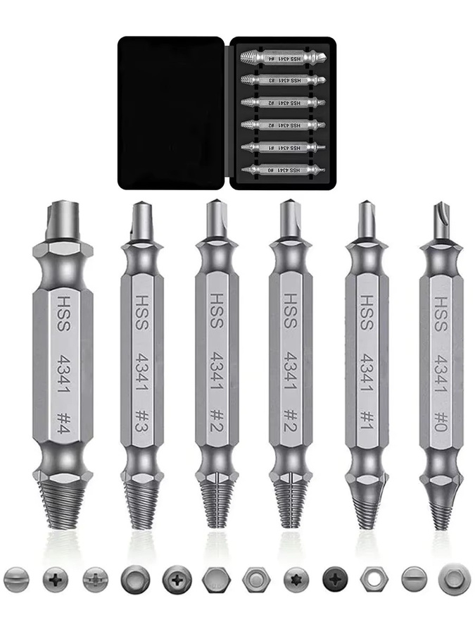 STONEGO 6-teiliges HSS 4341 Schraubenausdreher-Bohrer-Set zur Entfernung von gebrochenen und beschädigten Bolzen - Bild 6