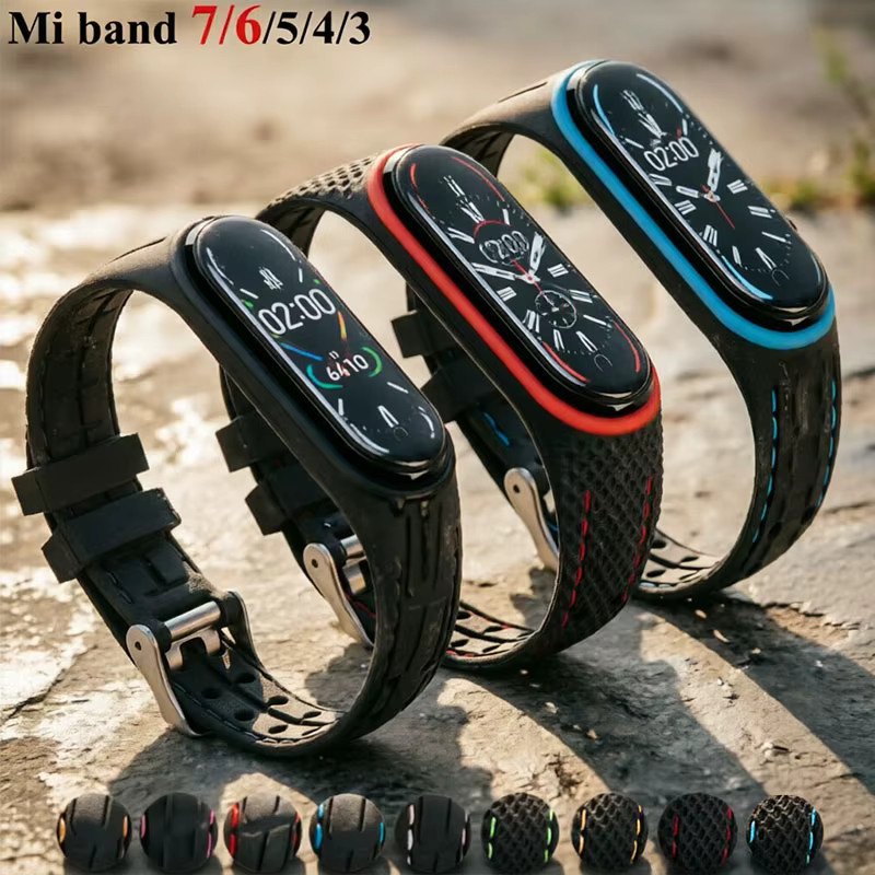 Xiaomi Uhrenarmband Silikon, Wabenmuster, Schwarz, Unisex - Bild 2