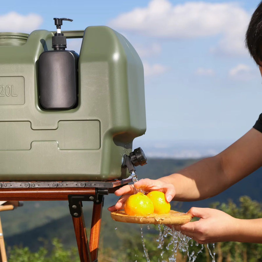 VKTECH Tragbarer Camping-Wasserkrug mit Zapfhahn und Seifenspender, BPA-freier Wassertank für Outdoor und Auto, Grün, 15/20 l - Bild 4