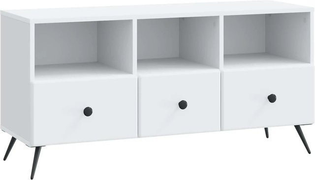 vidaXL TV-Schrank mit Schubladen in Weiß, moderner Mediaschrank aus Holzwerkstoff, B/H/T: 102 x 50 x 34,5 cm - Bild 1