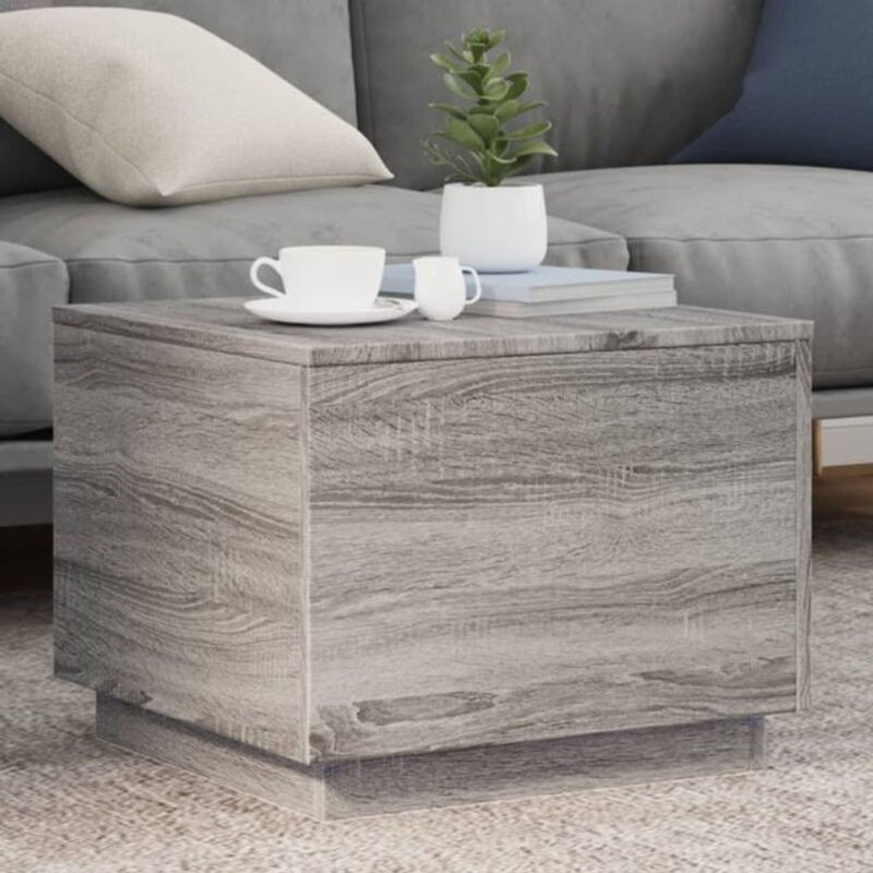 Vidaxl Couchtisch Modern mit LED-Leuchten in Grau Sonoma, B/T/H: 50 x 50 x 40 cm - Bild 1