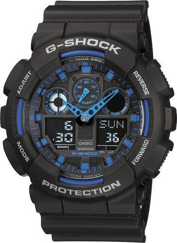 Casio Armbanduhr, Analog-Digital, Quarz, Kunststoff, Schwarz, Blau, Herren - Bild 1
