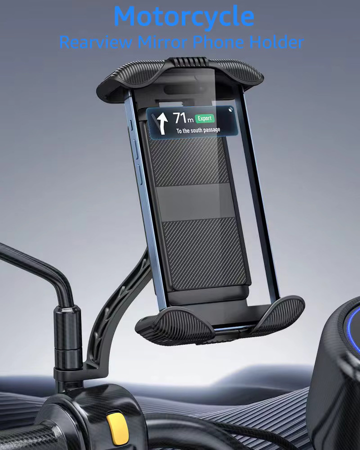 iBudim Universelle Motorrad-Rückspiegel-Handyhalterung 360 Grad drehbar in Schwarz für Motorrad, Fahrrad, ATV, Roller und Kinderwagen - Bild 3