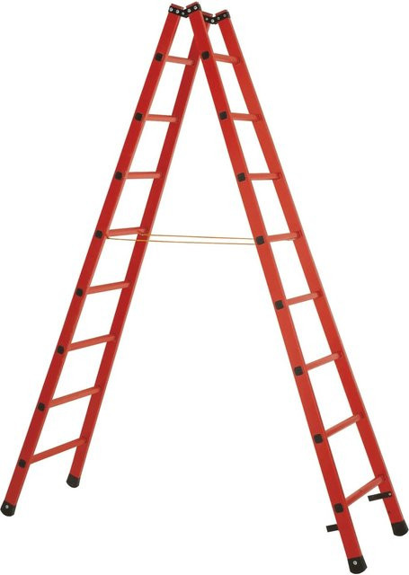 Iller Stehleiter aus GFK Vollkunststoff mit 2x4 Sprossen in Rot - Bild 1