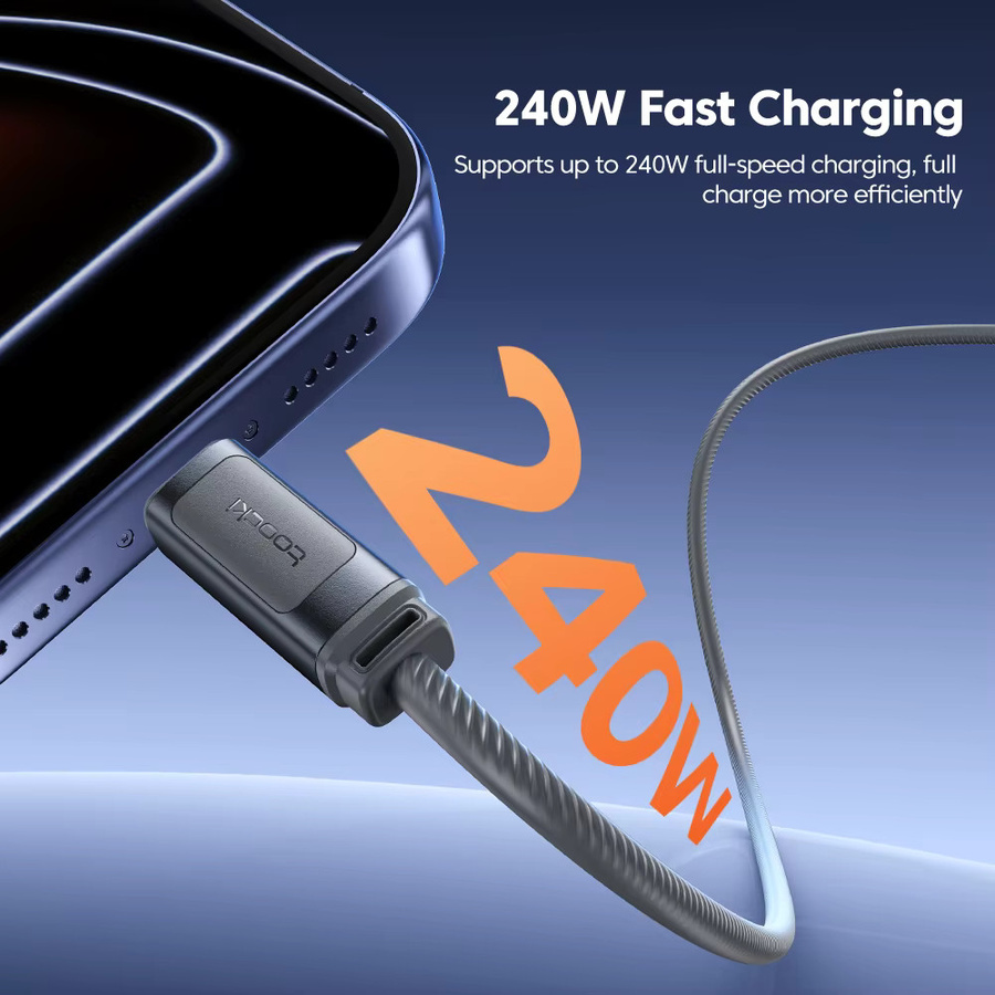 Toocki USB-C Kabel 240W Silikon-Schnellladekabel mit 480Mbps Datenübertragung für MacBook Pro, Laptop und Samsung S25 - Bild 6