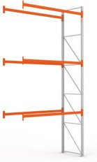 Meta Palettenregal Anbaumodul Multipal mit 4 Ebenen, verzinkt und rotorange, B/H/T: 550 x 278,5 x 110 cm, bis 500 kg belastbar - Bild 1