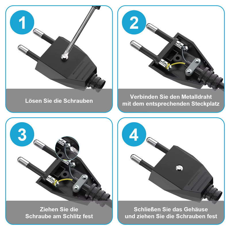 HITRENDS EU Stecker Adapter Set Männlich Weiblich Schuko Netzbuchse Schwarz - Bild 2